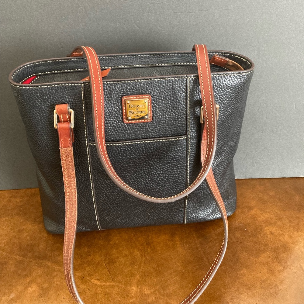 Dooney & Bourke Black and Tan Leather Tote - Picture 3 of 6